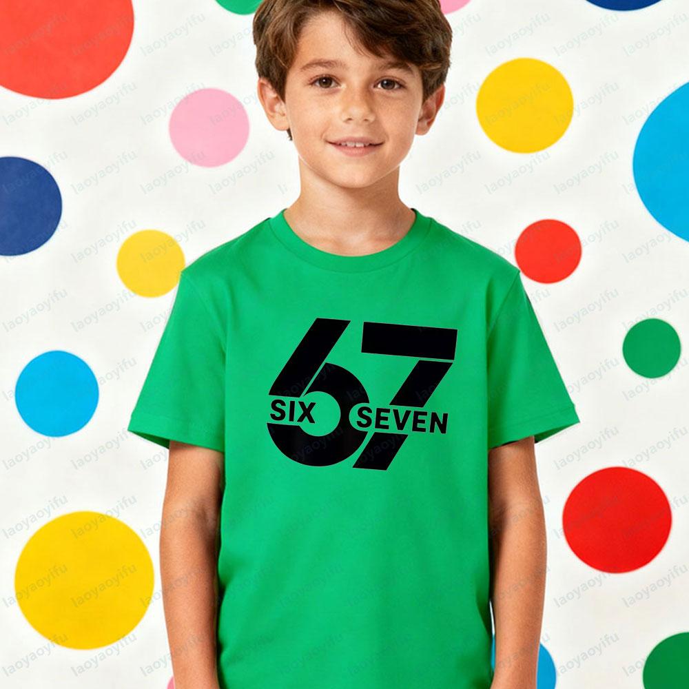 67 Meme Kids TShirt Latest Trendy Style Creative Design Six Seven Number Printed Tshirt Boys Christmas Holiday Tee Xmas Tops