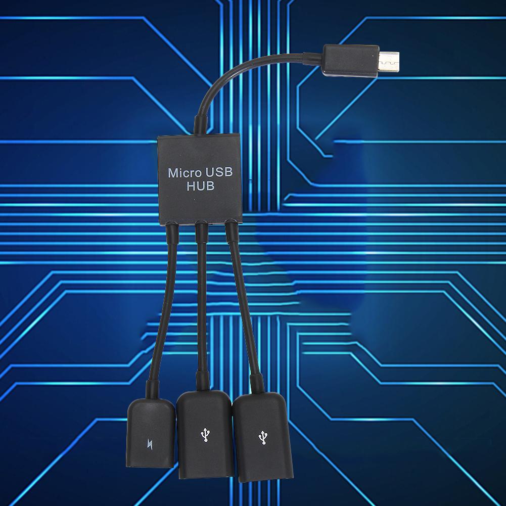 3 In 1 Micro USB HUB Adapter Double USB 2.0 Host OTG Adapter Cable Micro USB To 2 OTG Dual Port HUB Cable Y Splitter for Samsung