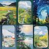 60pcs Self-Adhesive Stickers of Aesthetic Oil Paintings of Scenery for DIY Decoration Suitable for Desktop Mobile Phone Cases and Handwritten Journals