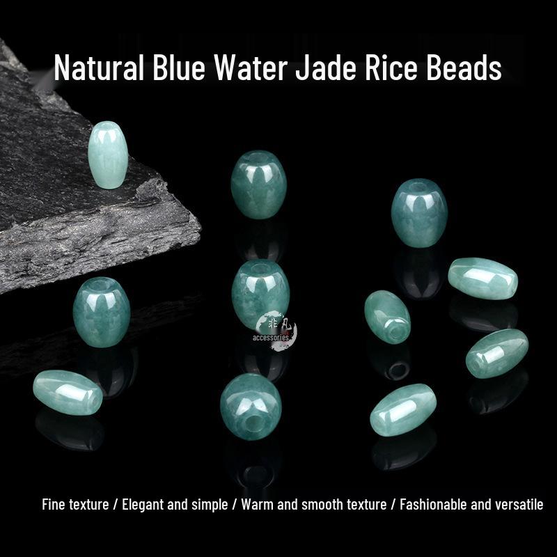 Natürliches Blaues Jade Hirseperlen Armband Zubehör - Kleine Tonnenperlen zum DIY Auffädeln