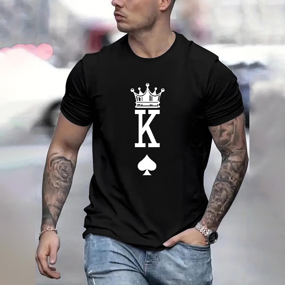 2024 Fashion Crown K Graphic Print T-Shirt Oversized Loose Men's Short Sleeve Clothing Casual Men's T-Shirts Top New Menswear