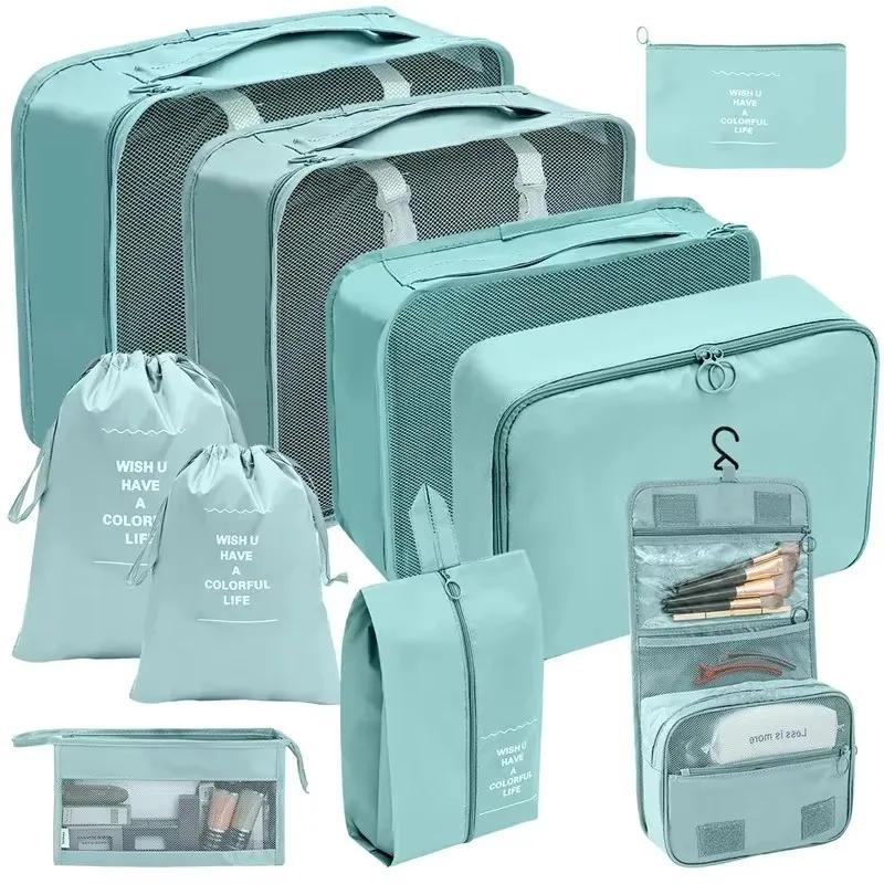 8 Pcs Set Travel Organizer Storage Bags Suitcase Packing Cubes Set Cases Portable Luggage Clothes Shoe Tidy Pouch Folding