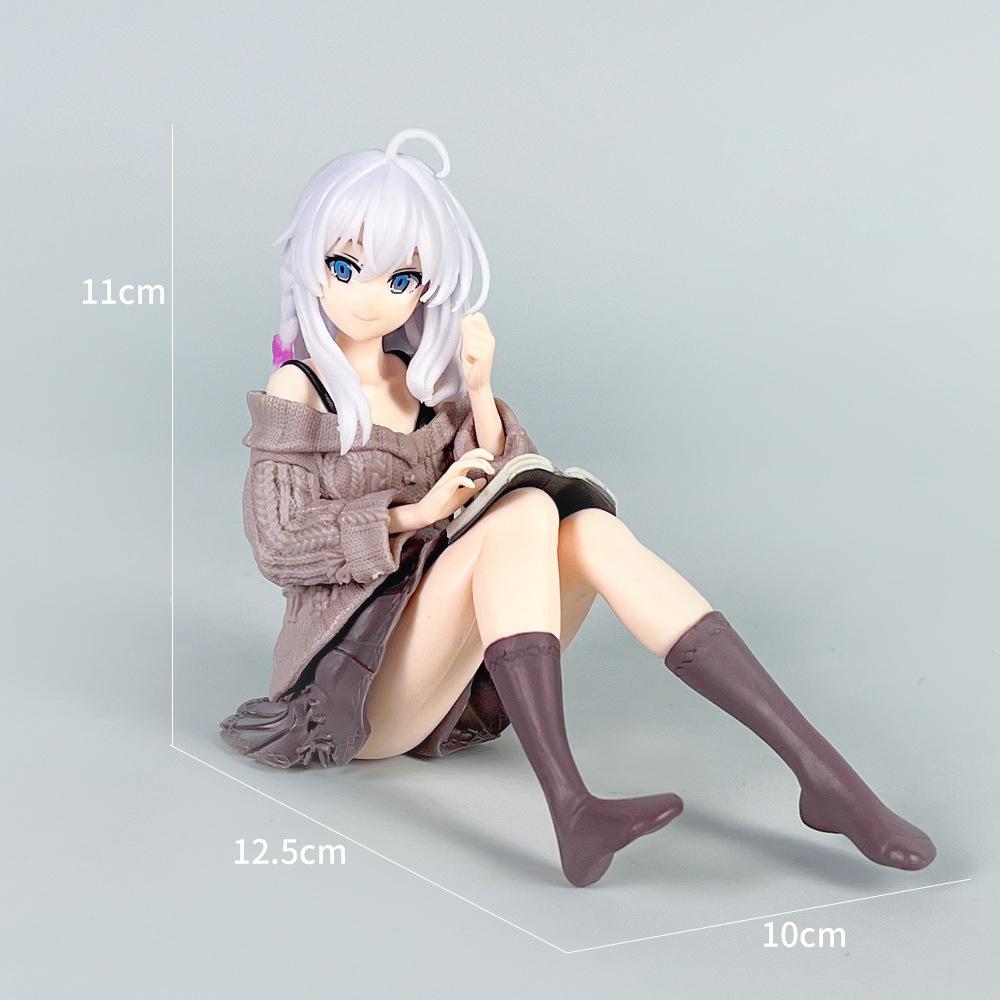 11cm Wandering Witch The Journey of Elaina Anime Figure Reading Action Figures Desktop Cute Decorations Simple Style Kawaii Girl