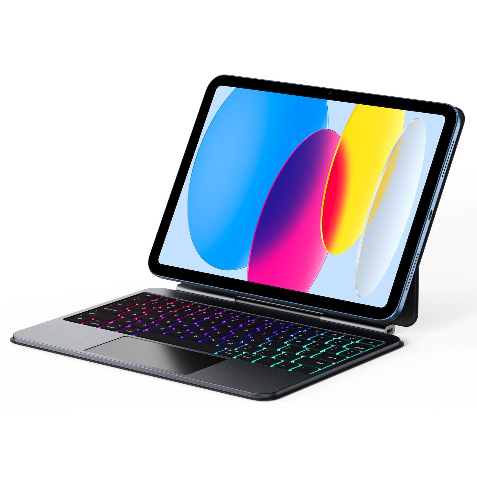 

For iPad (2025)/iPad 10.9 (2022) DUX DUCIS MK Pro Series Leather Case Magnetic Floating Keyboard with Trackpad Black