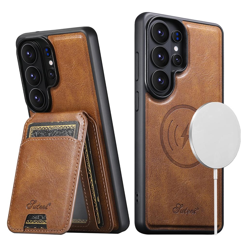 2 In 1 Detachable Oil Wax Pattern Magnetic Leather Phone Case for Samsung S26 Ultra S25 Plus S24 S23 S22 Wireless Charging Cover