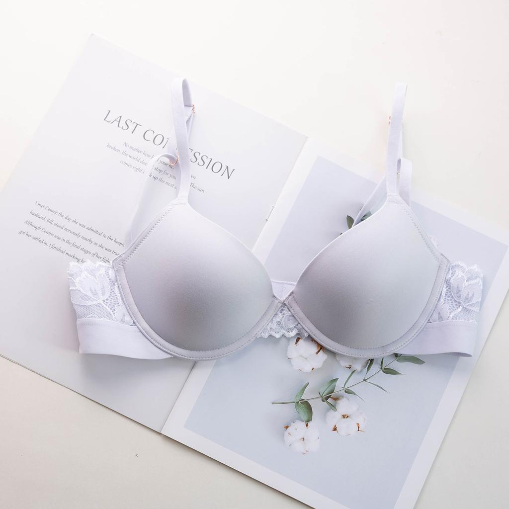 Glossy Simple Lace Polished Girl Bra Small Breasts Gathered Side Closed Beautiful Back Underwear Student Bra Thin
