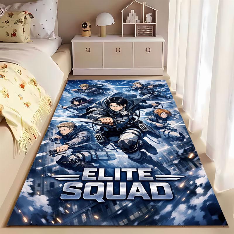 Elite Squad Anime Battle Scene suitable as a non-slip mat for the living room or bedroom sofa