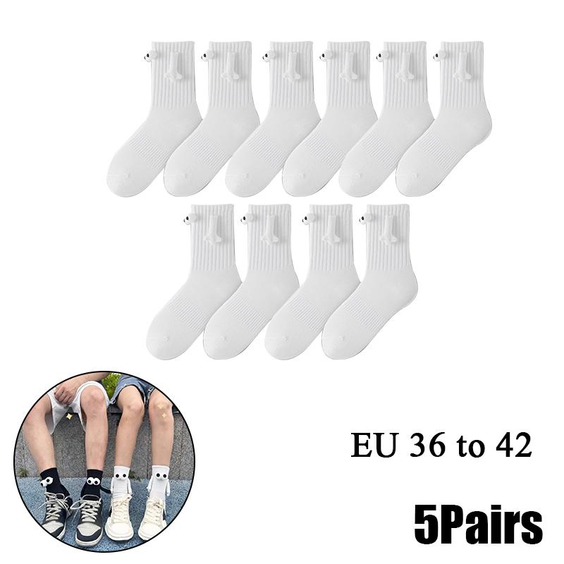 10 Paare Club Promi Ins Mode Lustig Kreativ Magnetische Anziehung Hände Schwarz Weiß Cartoon Augen Paare Socken Socken