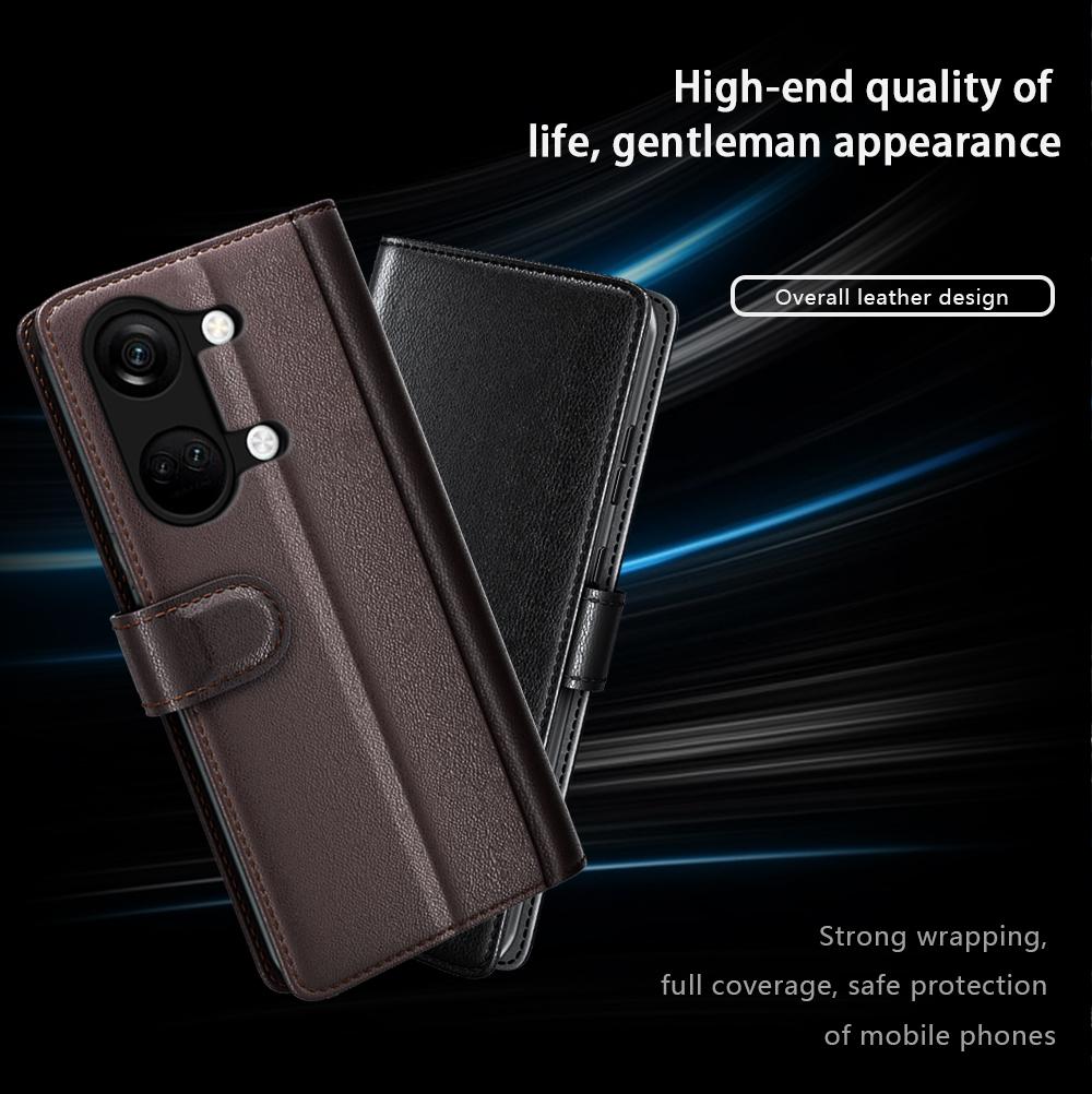 For OnePlus Ace 2V/Nord 3 5G Case Genuine Split Leather Phone Cover with Wallet Stand