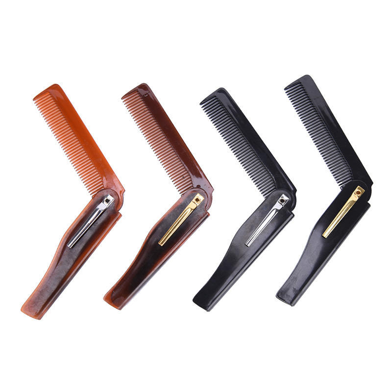 1 Pcs Foldable Hair Comb Pocket Clip Hair Moustache Beard Comb Hair Styling Tool