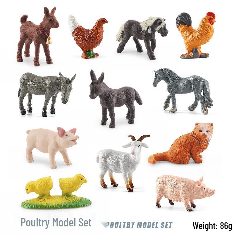 Cross-border Farm Animal Models: Children's Cognitive Toys - Chicken, Duck, Goose, Cow, Sheep, Pig, Horse, Donkey, Cat & Dog