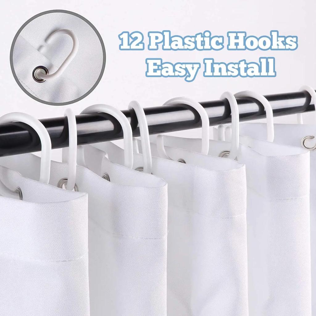 Blue Sky Background Cloud Shower Curtain Natural Landscape Waterproof Fabric Polyester Bathtub Decoration 12 Pack Hook