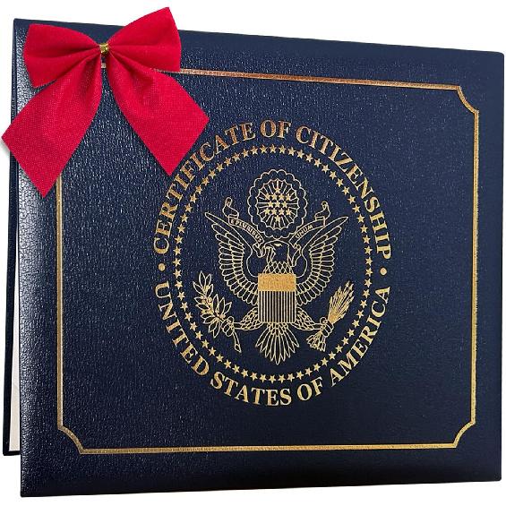 Держатель сертификата гражданина США | Подарки для граждан США | Мягкий держатель сертификата о натурализации с обложкой. Золотая Великая Печать Соединенных