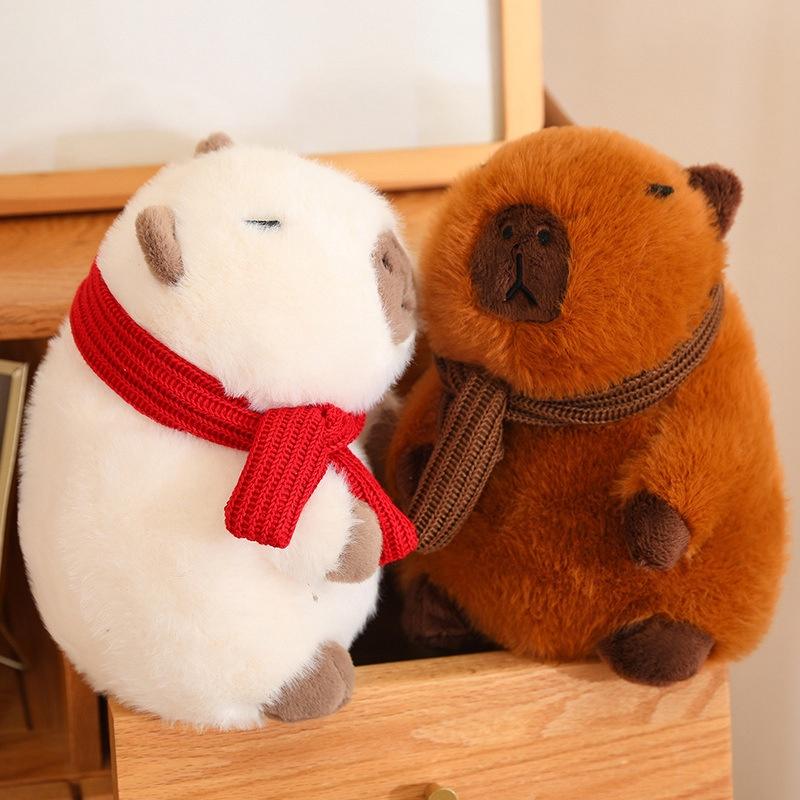 Adorable Capybara Plush Toy For Home Decoration And Cozy Pillow Gifts In White And Brown