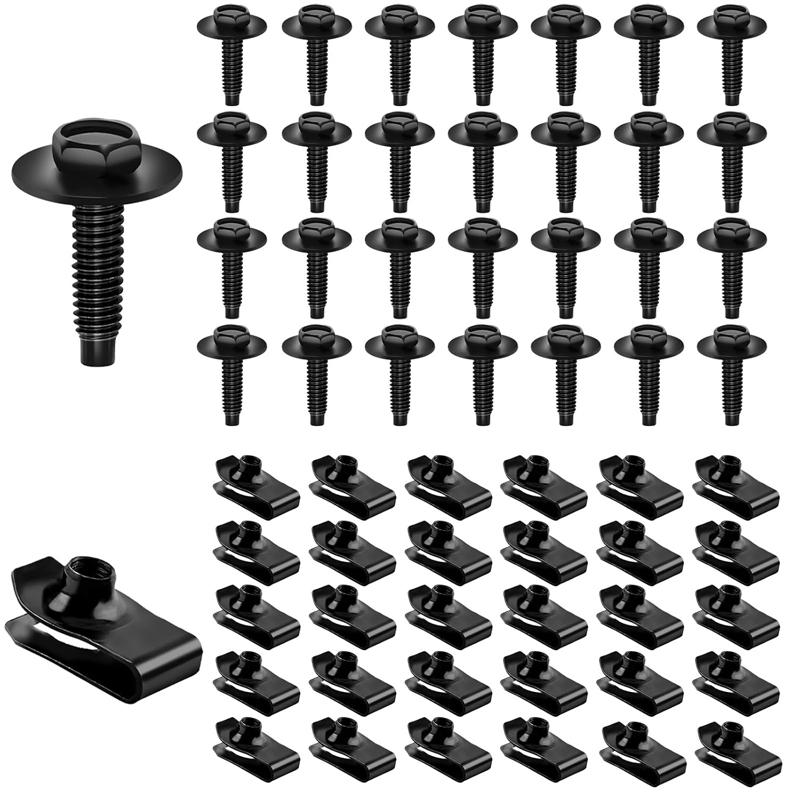 Car Body Bolts U-nut Clips Engine Cover Undertray Splash Shield Guard Bumper Fender Liner Retainer Fastener Rivet Screws