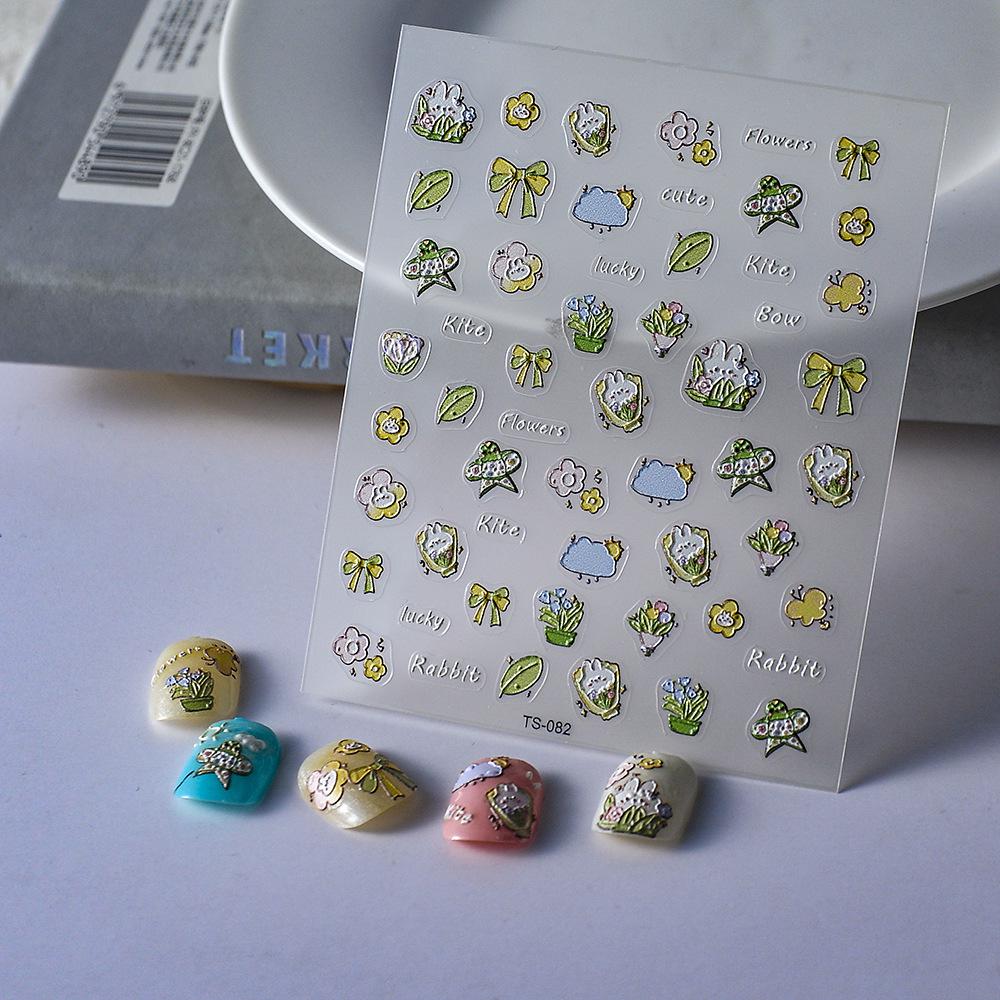 Waterproof 5D Embossed Nail Art Stickers: Bridal Flowers & Bows, Long-lasting & Tearable