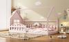 Lit plat 90*200cm, Lit d'enfant, Barrière de sécurité maison, Rose