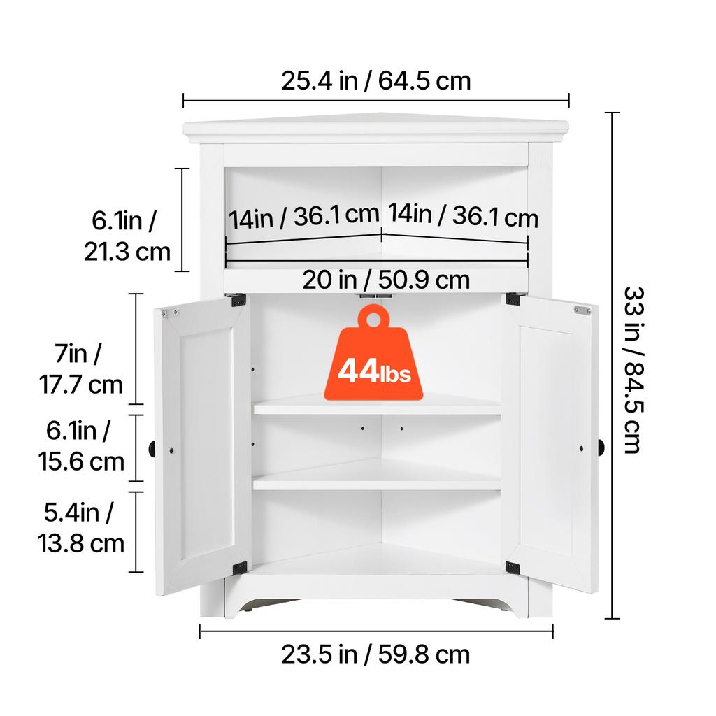 SucceBuy 32"/64"/68" Corner Storage Cabinet W/ Shelves Freestanding Corner Cabinet for Living Room Kitchen Laundry Room Bathroom