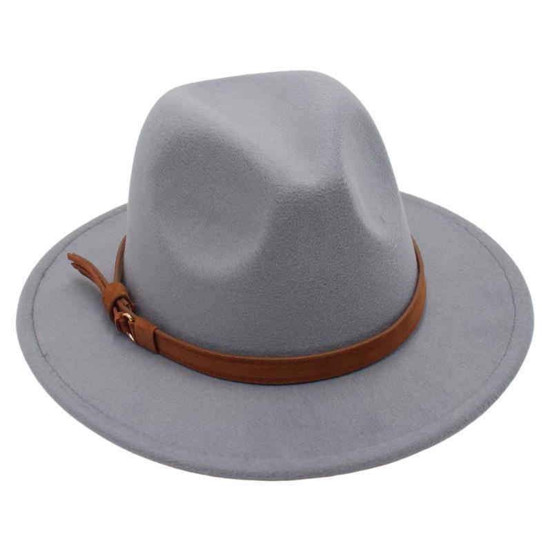 Gentleman'S Top Hat Vintage Jazz Hat Men'S And Women'S Elegant Felt Hat Belt Buckle Tweed Hat Light Luxury