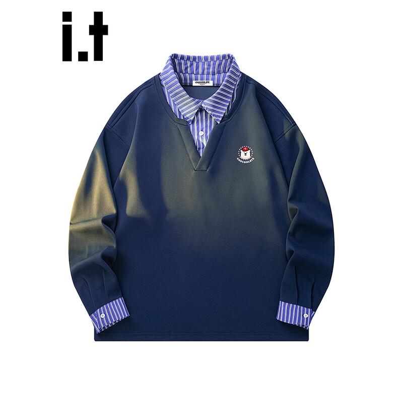 Women's Faux Two-Piece Collared Long Sleeve Sweatshirt