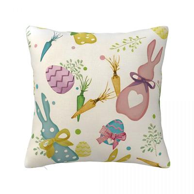 Frohe Ostern Hase Ei Kissenbezüge Niedliche Kissenhülle Personalisierbar Reißverschluss Dekorative Kissenhülle für Bett 40*40cm