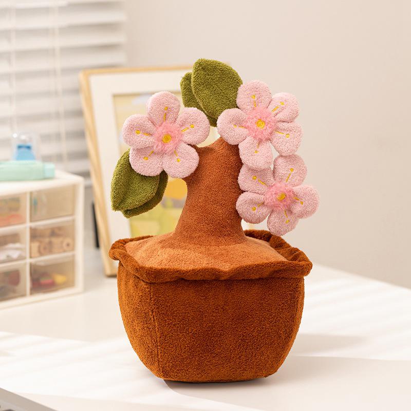 Lotus Peach Blossom Plush Doll & Tulip Bouquet Ornament Decoration