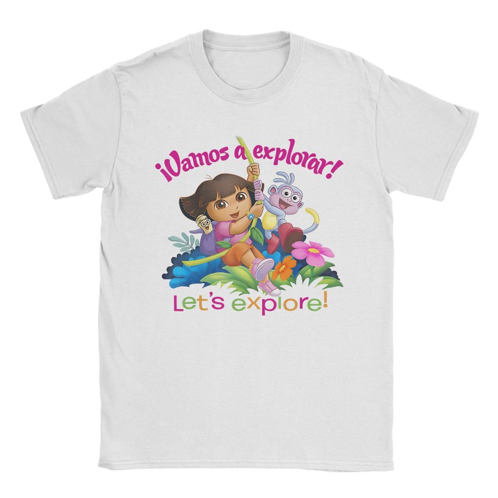 Funny Dora Image TShirts for Unisex O Neck Cotton T Shirts Short Sleeve Tee Shirt Big Size Tops