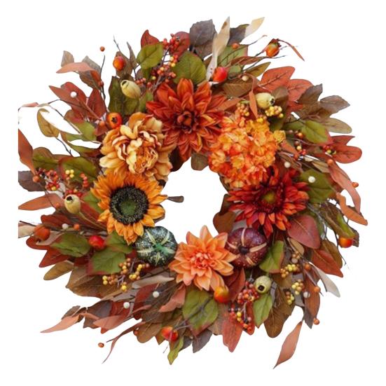 Høst Peon Gresskar Krans Kunstig Kvistslingfe Vintage Blomsterslingfe Sesongmessig Dørhenger for Thanksgiving Høstdekor