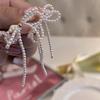 1 Pair Exaggerated All-Matched Earings Pearls Bowknot Ear Jewelry Niche Temperament Earrings for New Year Birthday Gift