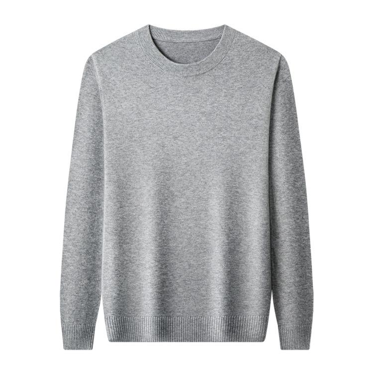 Men's Thick Knit Sweater - Round Neck, Solid Color, 500g, Autumn/Winter