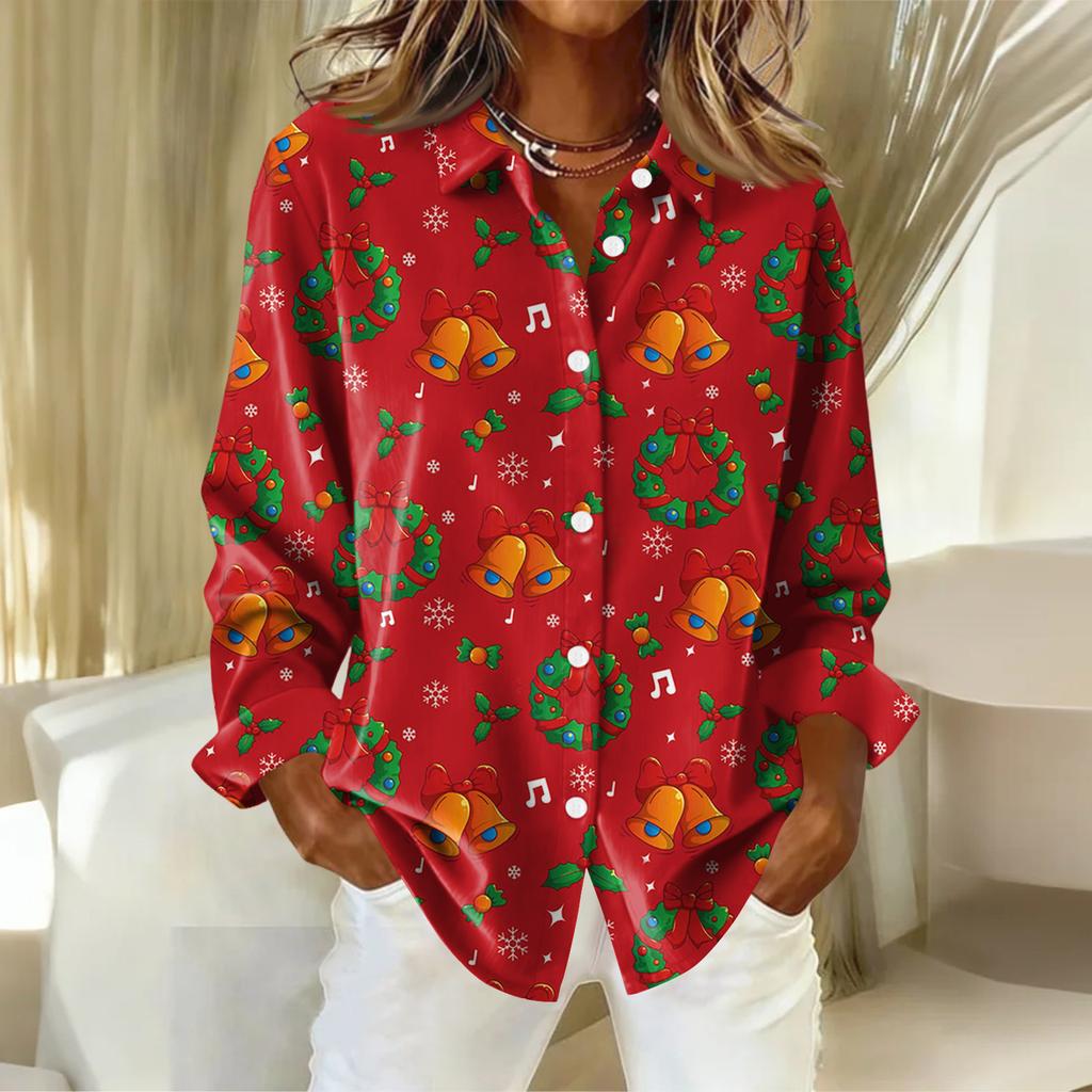 Dameskjorte med blomsterprintknapper, langermet avslappet vanlig skjorte bluser avslappet plussstørrelse basic topper