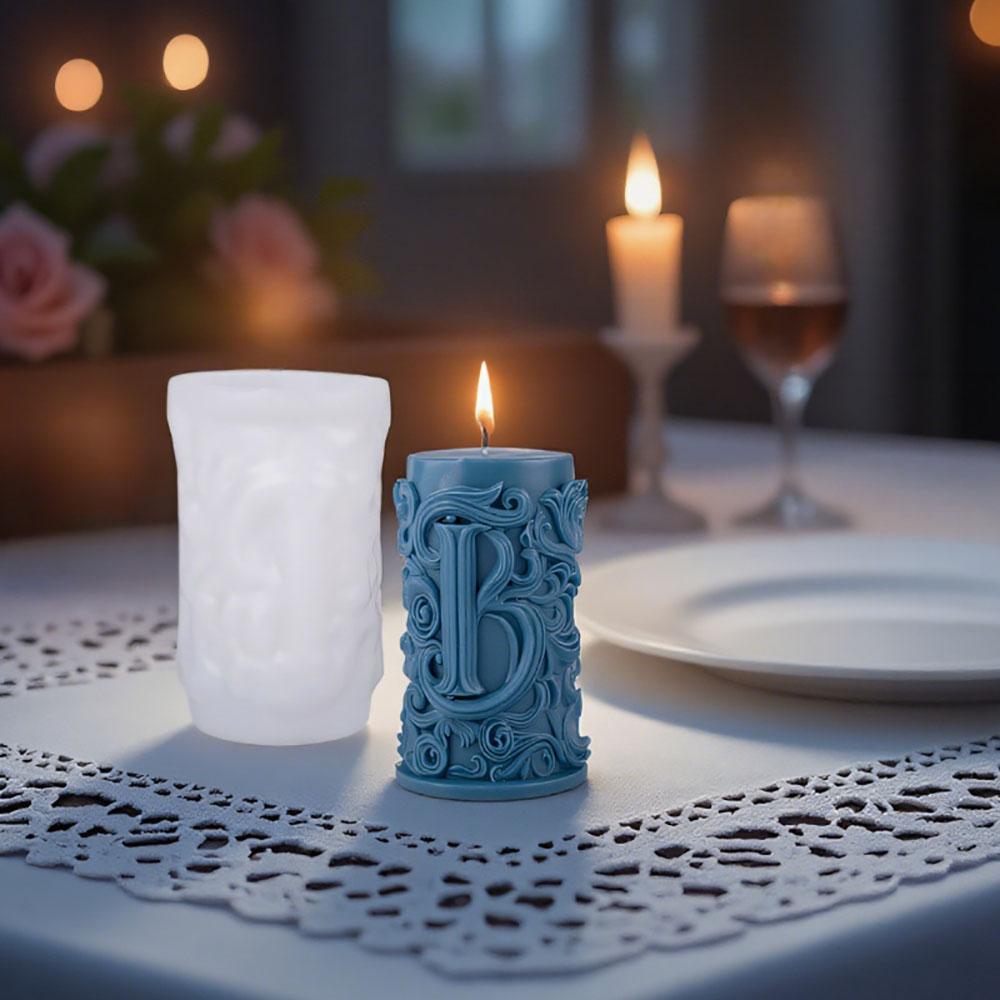 3D Letter Relief Cylindrical Candle Silicone Mold Creative  Artistic Design Relief Resin Mould DIY Craft Home Decor