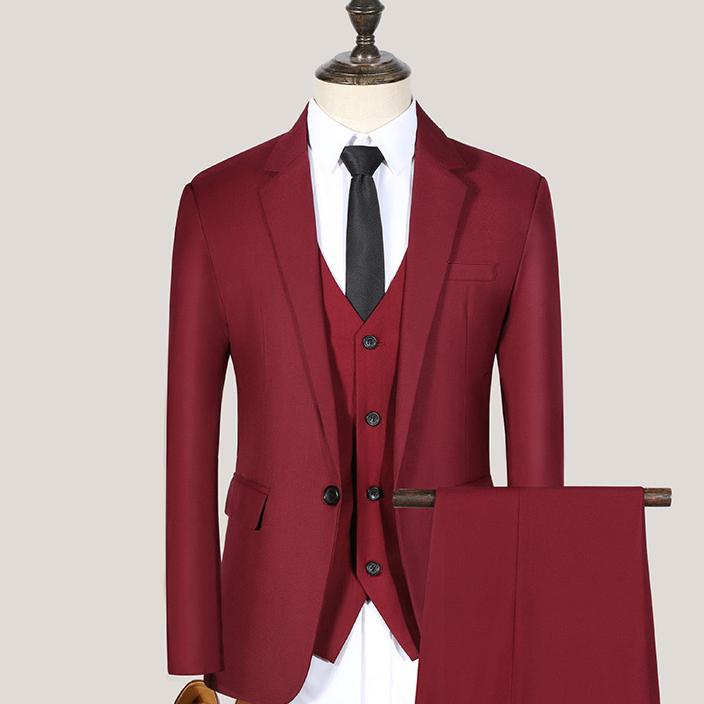 Men's 3 Piece Set Fashion Wedding Wear   Blazer+pants+vest Casual Business Work Wear Slim Fit Single Button Party Suit Coats Presenter Dress