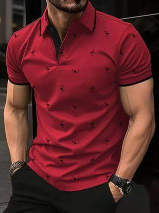 Sommer Europäische und Amerikanische Herrenmode Personalisierter Bedruckter Streetwear Kragen Kurzärmeliges Polo Top
