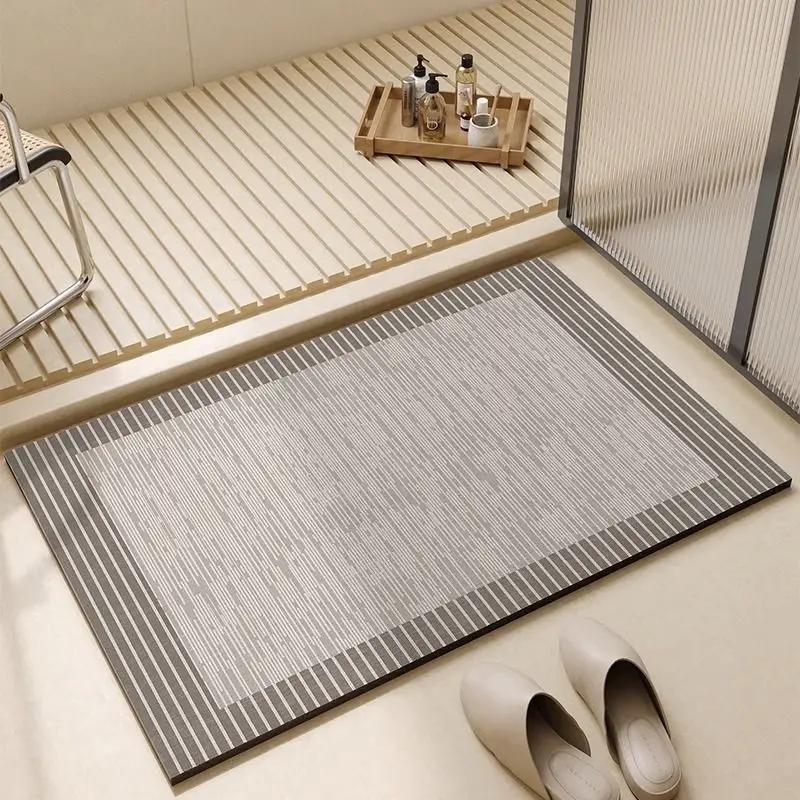 Absorbent Diatom Mud Floor Mat Non-Slip Bath Rug Quick Drying Toilet Doormat Soft Bathroom Carpet for Shower