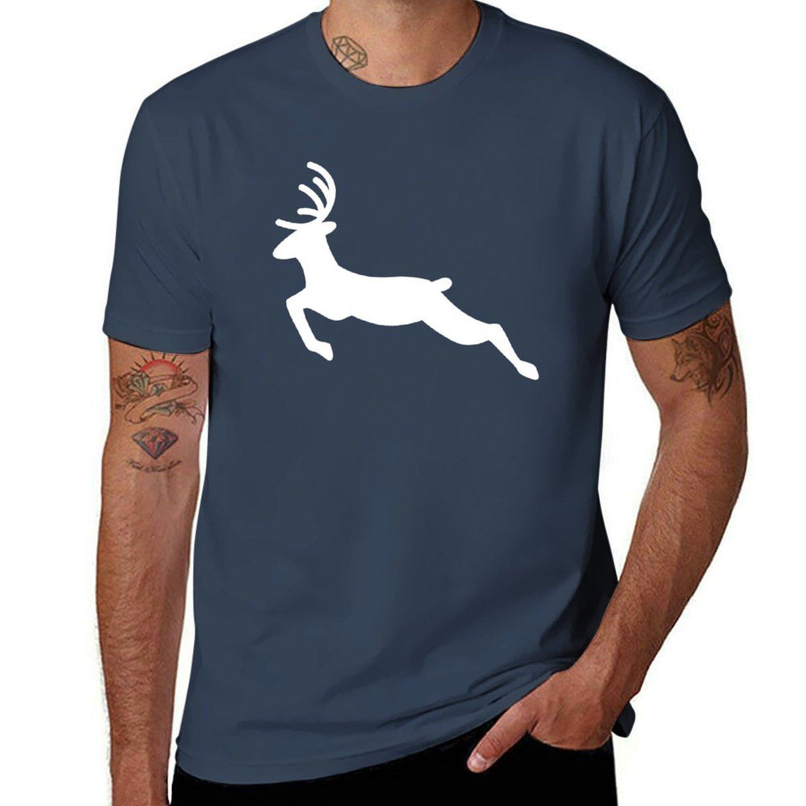 Running Deer White TShirt Comfortable Daily Wear Tee S