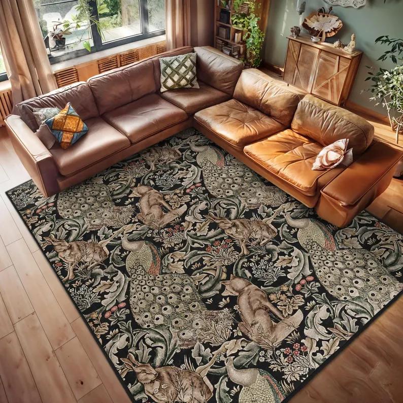 

Colonial America Inspired Rabbit Folk Art Rug Handmade Home Decor Primitive Accent Farmhouse Art Colonial style Americana Folk 40x60cm