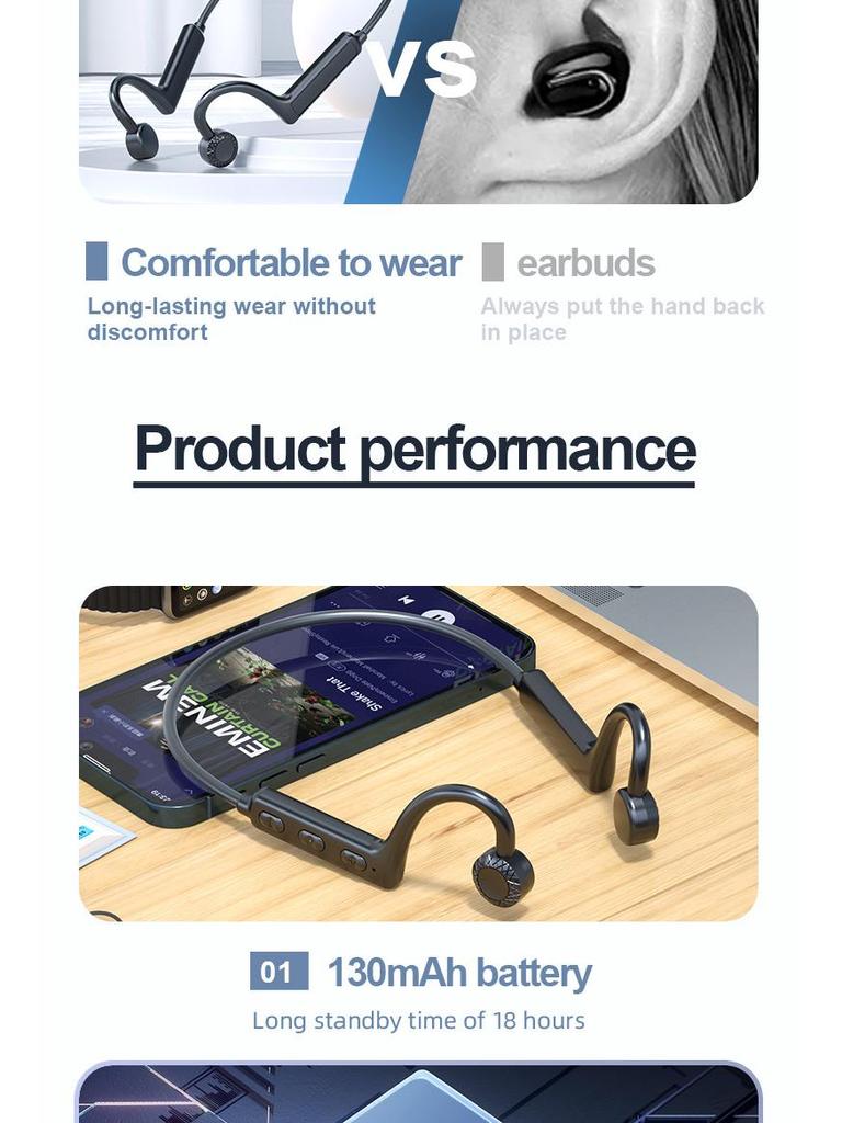 KS19 Concept Bone Conduction Wireless Bluetooth Headphones (Over-Ear In-Earless)