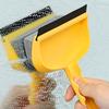 Portable Double-Sided Window Cleaner with Multifunctional Sponge Brush - Plastic Handle Window Cleaning Accessory Wiper