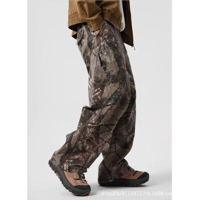 Vintage Branch Camouflage Paratrooper Wide-leg Overalls Men's and Women's Neutral Loose and Thin Straight Casual Pants