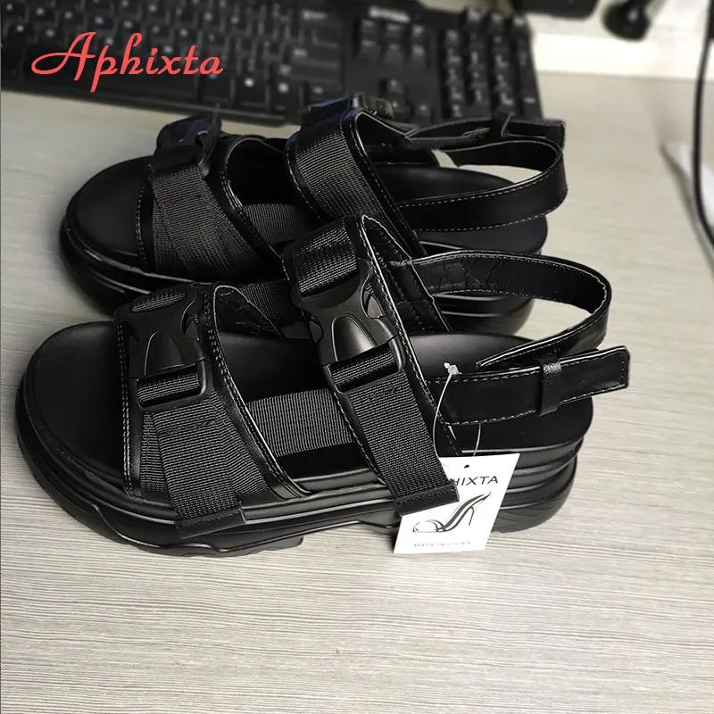 

Aphixta обувь на платформе, женские сандалии на танкетке, обувь на каблуке, увеличивающая рост, женские пляжные сандалии с пряжкой на толстой подошве, женские сандалии K78 12