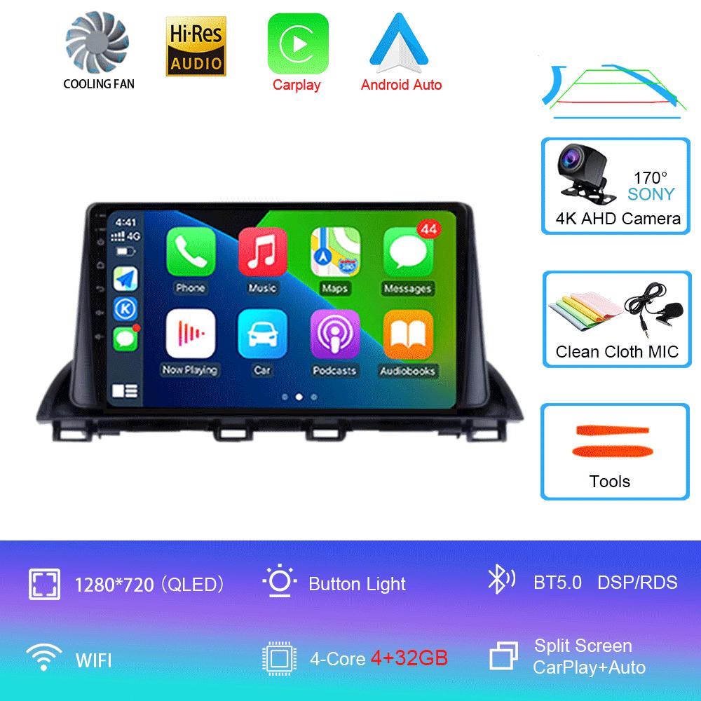 Car Radio Android 14 Carplay For Mazda 3 Axela 2013 2014 2015 2016 2017 2018 Navigation GPS Multimedia Player WiFi+4G Stereo BT