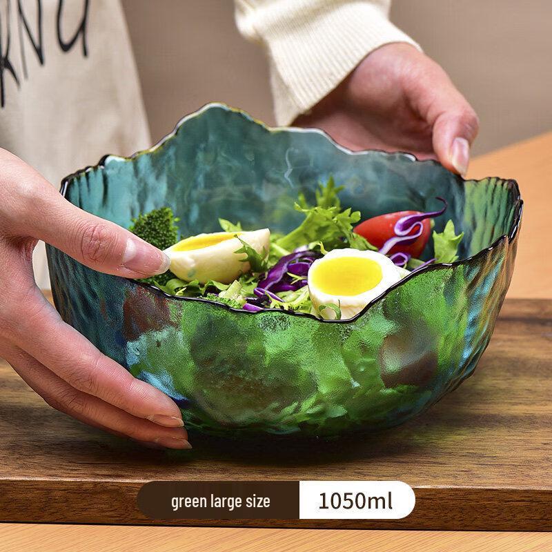 Japanese Hammered Gold Rim Glass Serving Bowl Set
