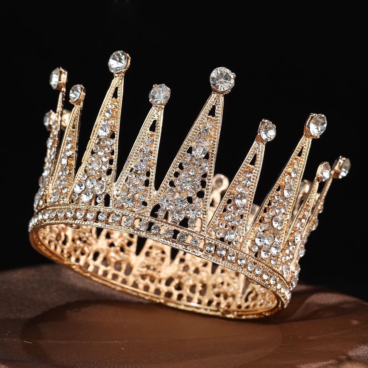 

Полный круг больших стразовых корон Свадебный головной убор Принцесса Тиара для вечеринки по случаю дня рождения Свадебные аксессуары