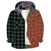 Men's Color Blocking Striped Plaid Casual Loose Button Lapel Long Sleeve Hooded Cardigan Shirt Jacket