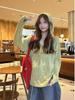 Korean-Style V-Neck Hooded T-Shirt for Women - Casual Loose Fit, Half-Buttoned, Early Autumn Top