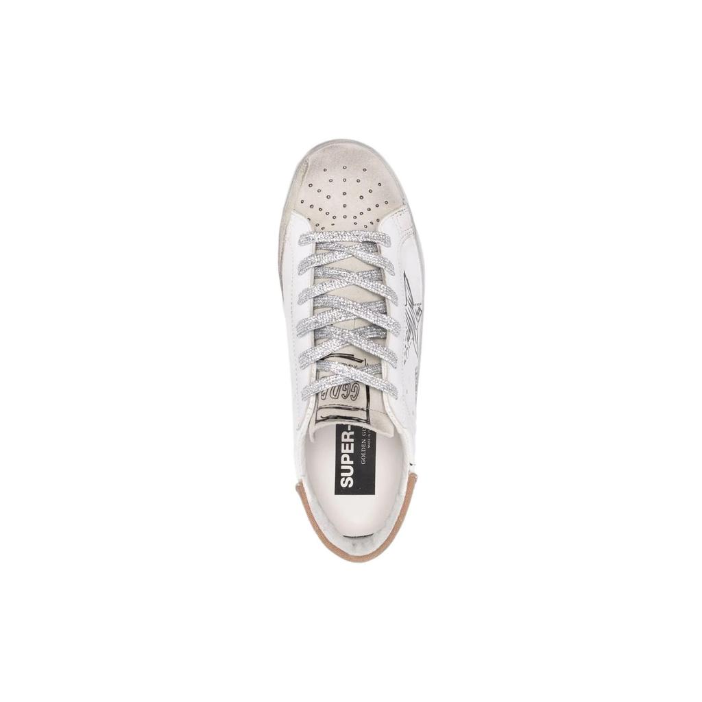 adidas Golden Goose Superstar Sliten Markörpenna Effekt Dam Sneakers Vit Brun Silver GWF00270-F002479-81504