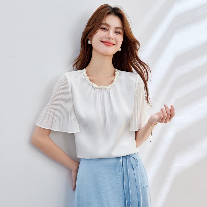 Элегантная женская летняя шифоновая блузка с коротким рукавом XL