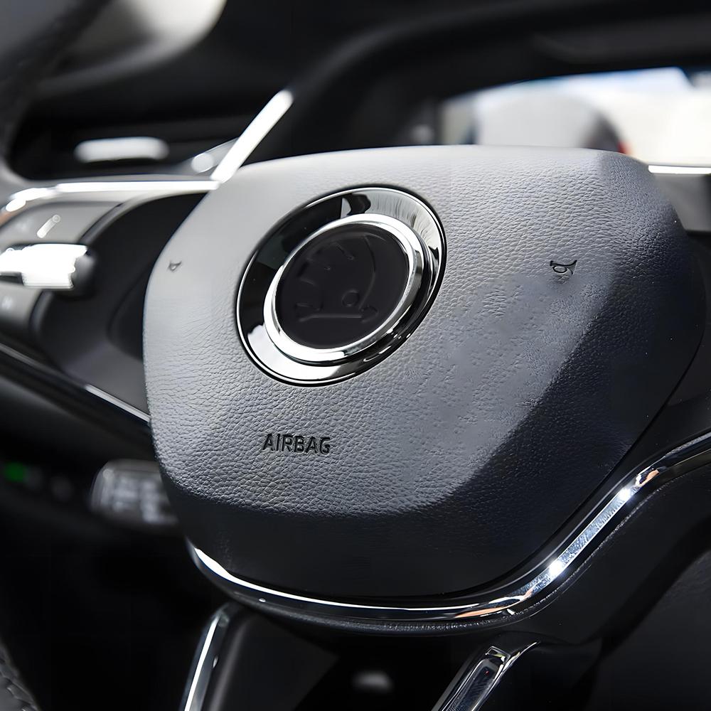 AEL1 43/44mm For Skoda Fabia Karoq Superb Kami Octavia VRS Rapid Kodiaq Kamiq A7 Car Steering Wheel Center Logo Emblem Sticker Decals