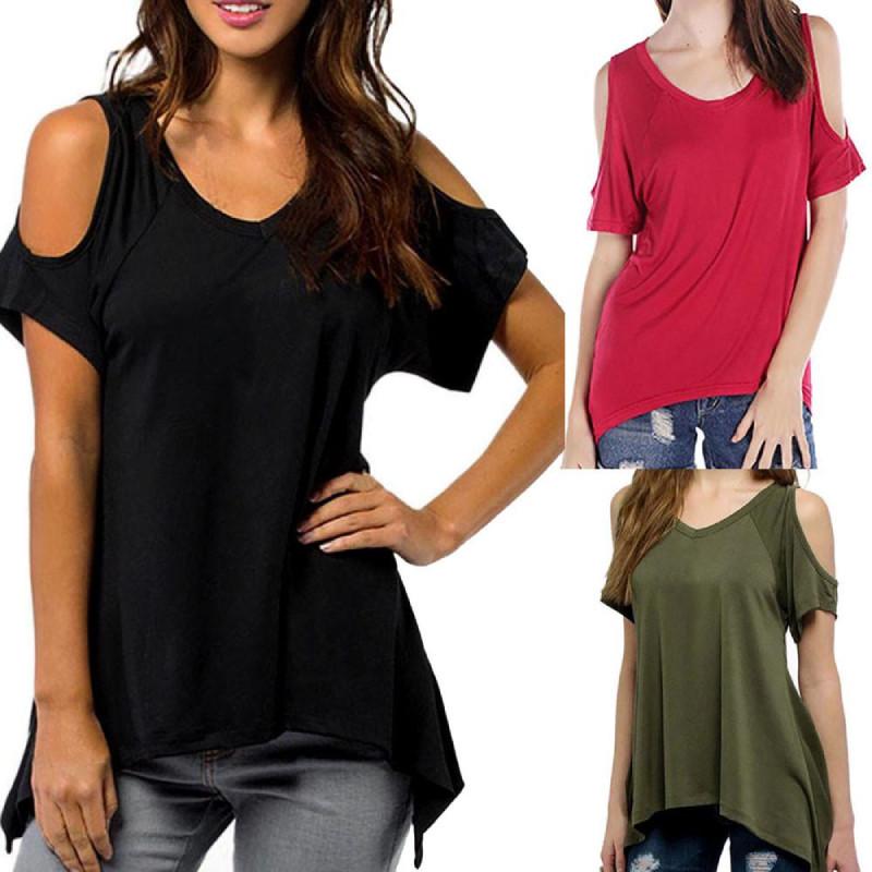 Chic Polyester Blend Round Neck Off-shoulder Batwing Sleeve T-shirt For Nightclub
